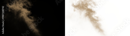Tableau sur toile Brown dust cloud moves across a transparent background during an unseen activity