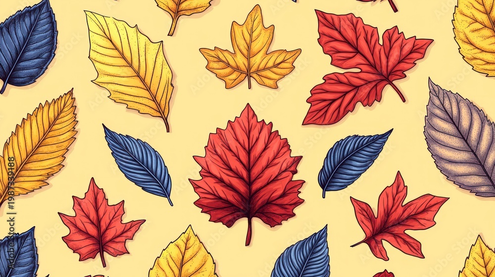 Obraz premium Autumn Leaf Pattern Vibrant and Colorful Design