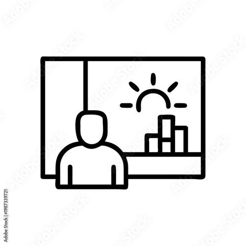 Weather forecast icon, meteorologist presenting daily report