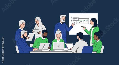 Diverse team in meeting room.