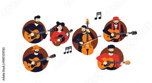Musicians Playing Acoustic Guitars Together.