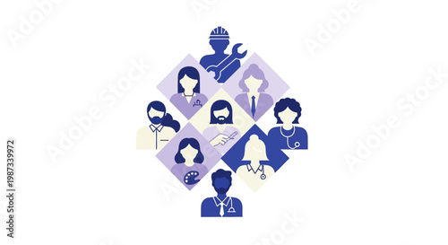 Diverse group of people icons.