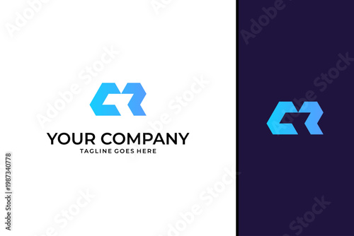 Modern Geometric CR Letter Logo Design Concept for Tech and Corporate Branding