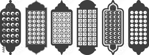 Decorative laser cut panels inspired by Arabic window shutters with swirl pattern, vector templates for CNC cutting, stencil designs, mashrabiya screens, and decorative wall panels, ideal for architec