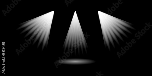 Stage Spotlight Beam Light Effect with Glowing Rays and Concert Theatre Illumination on Transparent Background