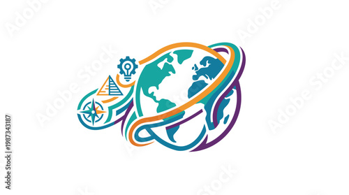 Global Innovation and Exploration Logo Concept