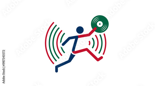 Abstract Figure Reaching for a Vinyl Record