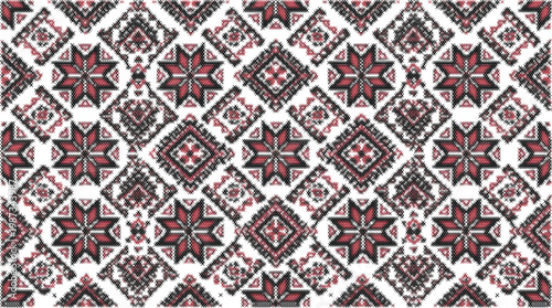 Mosaic geometric pattern vector pattern grid red home decor pixel art cross stitch vector