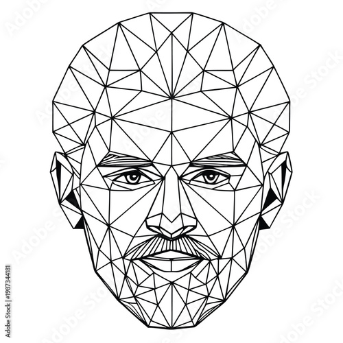 Abstract Human Face Low Poly Geometric Wireframe