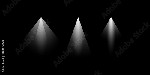 Stage Spotlight Beam Light Effect with Glowing Rays and Concert Theatre Illumination on Transparent Background