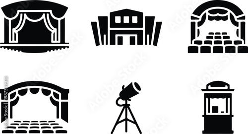 Theater Silhouette Icon Collection Set