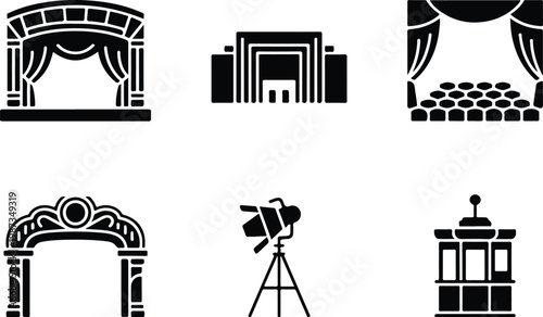 Theater Silhouette Icon Collection Set