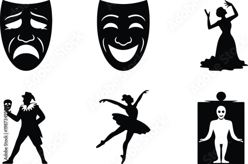 Theater Silhouette Icon Collection Set