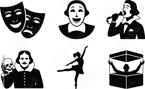 Theater Silhouette Icon Collection Set