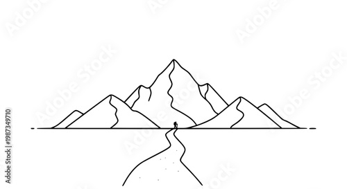Minimalist Mountain Landscape Vector Illustration for Travel Branding