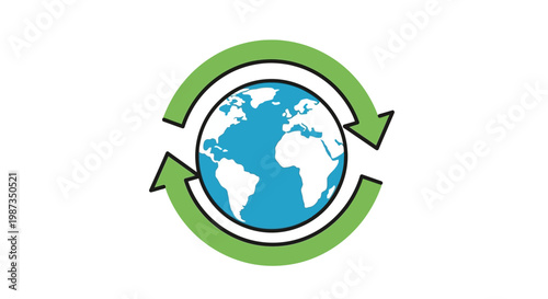 Earth globe with recycling symbol.