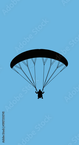 Silhouette Person Parachuting Against Vast Blue Sky