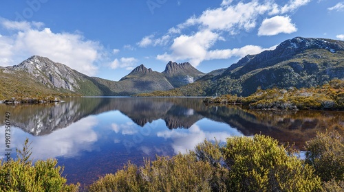 Scenery of Tasmania, Australia displays stunning and pristine natural landscapes including rugged coastlines, ancient rainforests, tranquil lakes, towering mountains, and vast wilderness areas. This u
