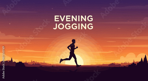Silhouette Runner Against A Vibrant Sunset Sky