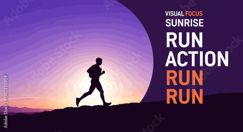 Silhouette Runner At Sunrise Inspiring Fitness And Action