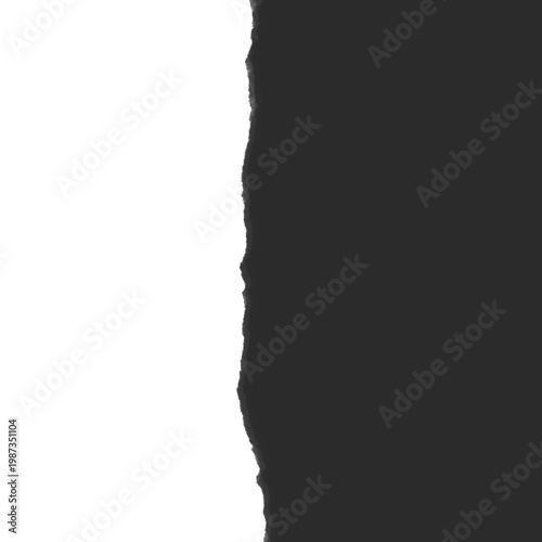 A dramatic black and gray background with a torn paper effect