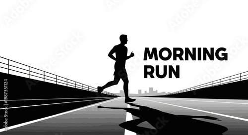 Silhouette Runner Embarks On A Vibrant Morning Race In The City