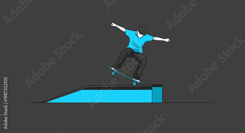 Skateboarder Performing A Trick On A Ramp Minimalist Graphic