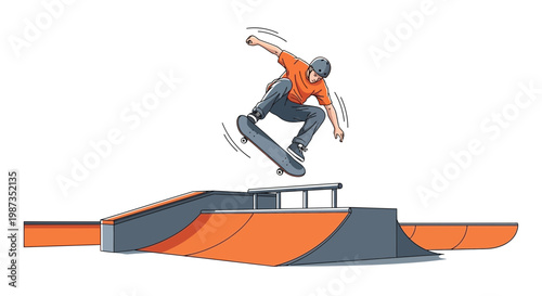 Skateboarder Performing Aerial Trick Over Ramp