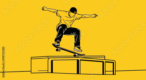 Skateboarder Performing Trick Over Urban Obstacle