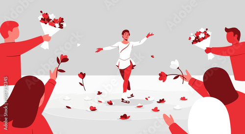 Skater Receives Flowers From Adoring Audience Celebration of Artistic Performance