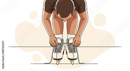 Skater Tying Laces Before Performing On Ice