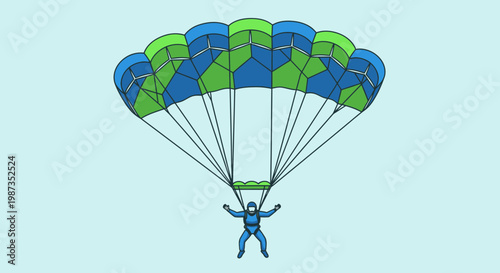 Skydiver Descends Gracefully Under a Vibrant Parachute