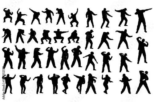 TikTok Dance Silhouette Vector Set | Viral Social Media Trend Dancing Figures Collection