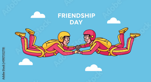 Skydiving Friends Celebrating Friendship Day Together In The Air