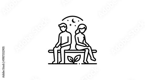 Couple Sitting Back to Back on a Bench