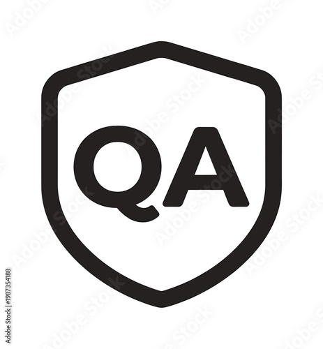 A professional vector icon featuring "QA" inside a shield, symbolizing quality assurance, security, and reliability. Ideal for business, tech, and service designs.