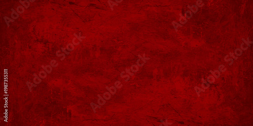 Deep red grunge texture background with dark vignette, abstract crimson concrete wall with distressed weathered surface. old concrete wall or rusted metal, ideal for horror themes, dramatic overlays