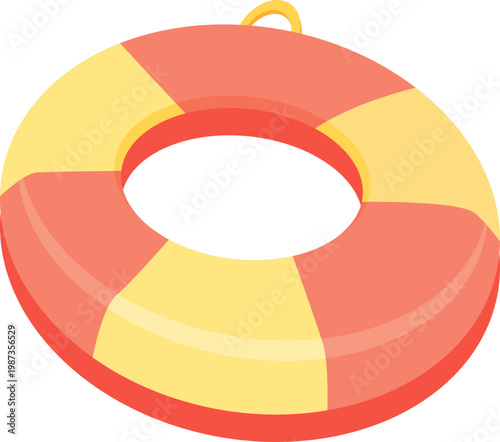 Safety lifebuoy ring in flat design, ideal for pool safety visuals, beach campaigns, and travel ads.