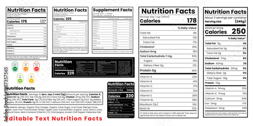 protein powder with nutrition facts,nutrition facts template, nutrition fact,Nutrition facts label, supplement facts, vitamin fact vector  FDA information label design.
