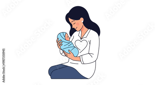 a woman holding a newborn baby.