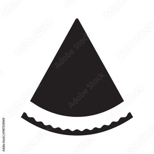 A black silhouette of a witches hat on a white background