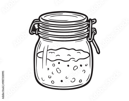 Homemade pantry organization using glass jars. Ecofriendly container with latch lid for food storage needs. Vintage style jar with secure lid designed for organizing pantry supplies effectively