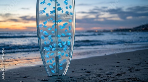 Wallpaper Mural Surf Art Installation, Jellyfish, Beach, Photography, Sunset, Coastal View, Ocean Conservation Concept Torontodigital.ca