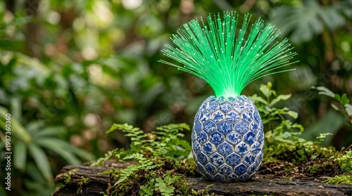 Wallpaper Mural Illuminated Decorative Pineapple Sculpture in Lush Garden Setting, Photography, Nature, Vibrant Perspective Torontodigital.ca