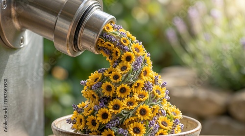 Wallpaper Mural Flower Cascade, Nature Scene, Garden, Photography, Bright Environment, Close-Up View, Floral Concept Torontodigital.ca