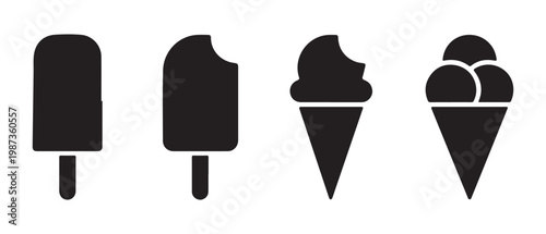 Ice Cream and Popsicle Icons with Bite Marks
