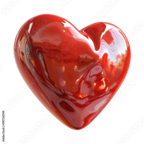 3D dark red heart slightly tilted to the side, isolated background, love concept, minimal design, high resolution