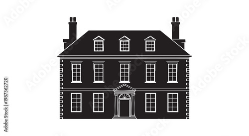 Traditional Georgian architecture of a stately home with elegant windows and symmetrical design facade.