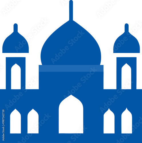 Blue Silhouette Illustration of Taj Mahal Style Architecture