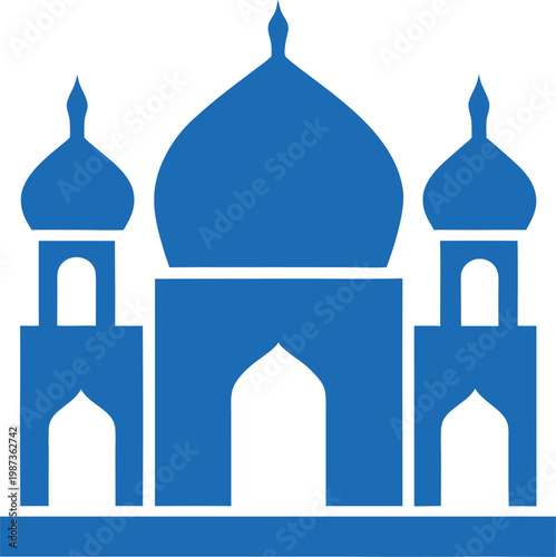 Blue Silhouette Illustration of Taj Mahal Architectural Landmark